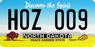 ND license plate HOZ009