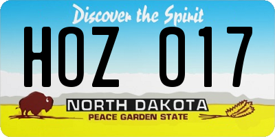 ND license plate HOZ017