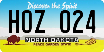 ND license plate HOZ024
