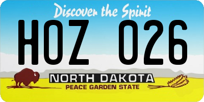 ND license plate HOZ026
