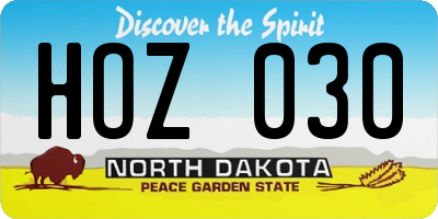 ND license plate HOZ030