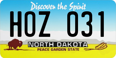 ND license plate HOZ031