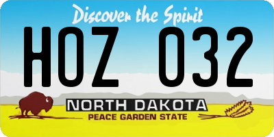 ND license plate HOZ032