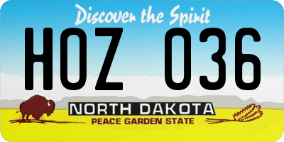 ND license plate HOZ036