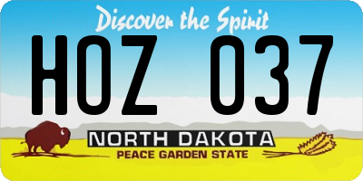 ND license plate HOZ037
