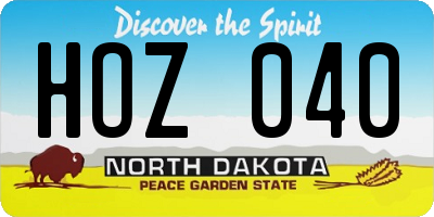 ND license plate HOZ040