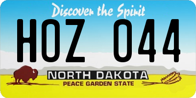 ND license plate HOZ044