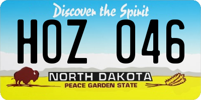 ND license plate HOZ046