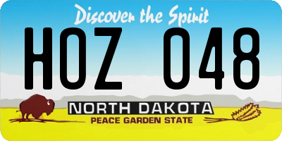 ND license plate HOZ048