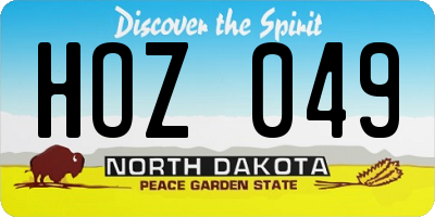 ND license plate HOZ049