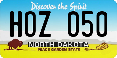 ND license plate HOZ050