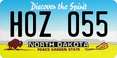 ND license plate HOZ055
