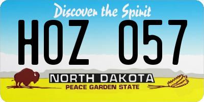 ND license plate HOZ057