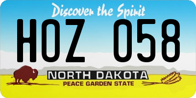 ND license plate HOZ058
