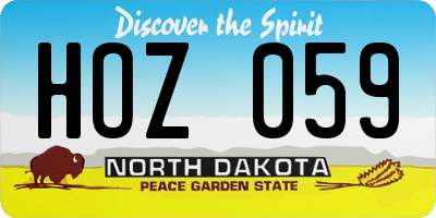 ND license plate HOZ059