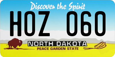 ND license plate HOZ060