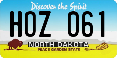 ND license plate HOZ061