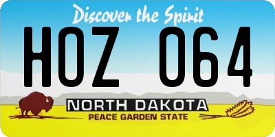 ND license plate HOZ064