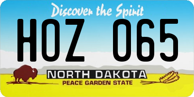 ND license plate HOZ065