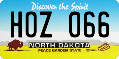 ND license plate HOZ066