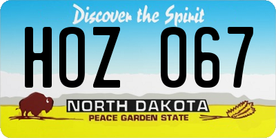 ND license plate HOZ067