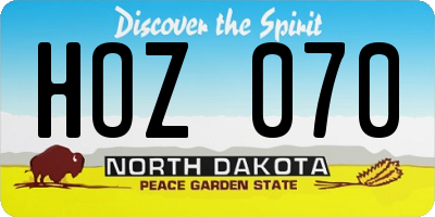 ND license plate HOZ070