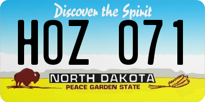 ND license plate HOZ071