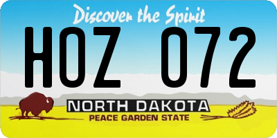 ND license plate HOZ072