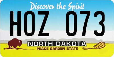 ND license plate HOZ073