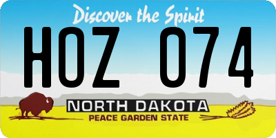 ND license plate HOZ074