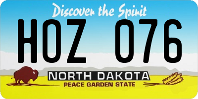 ND license plate HOZ076