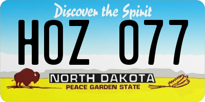 ND license plate HOZ077