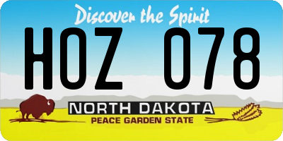 ND license plate HOZ078