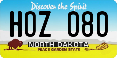 ND license plate HOZ080
