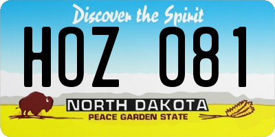 ND license plate HOZ081