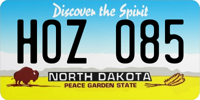 ND license plate HOZ085