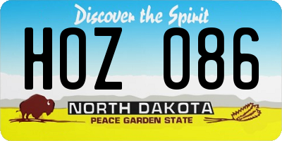 ND license plate HOZ086