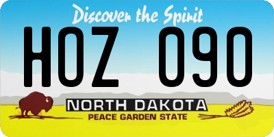 ND license plate HOZ090