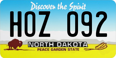ND license plate HOZ092