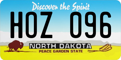 ND license plate HOZ096
