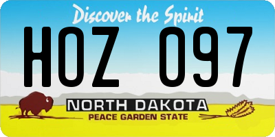 ND license plate HOZ097