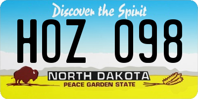 ND license plate HOZ098