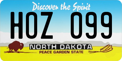 ND license plate HOZ099