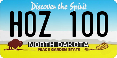 ND license plate HOZ100