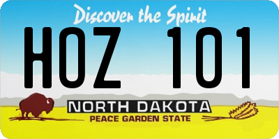 ND license plate HOZ101