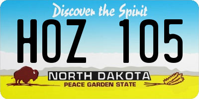 ND license plate HOZ105