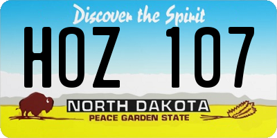 ND license plate HOZ107