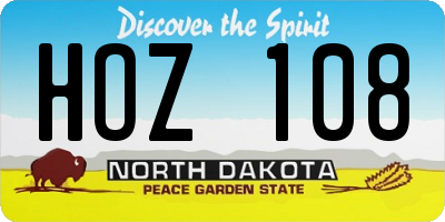 ND license plate HOZ108