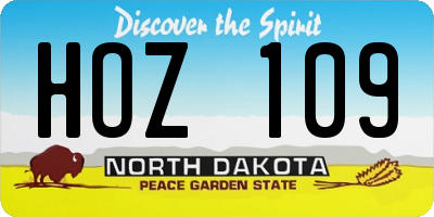 ND license plate HOZ109