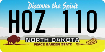 ND license plate HOZ110